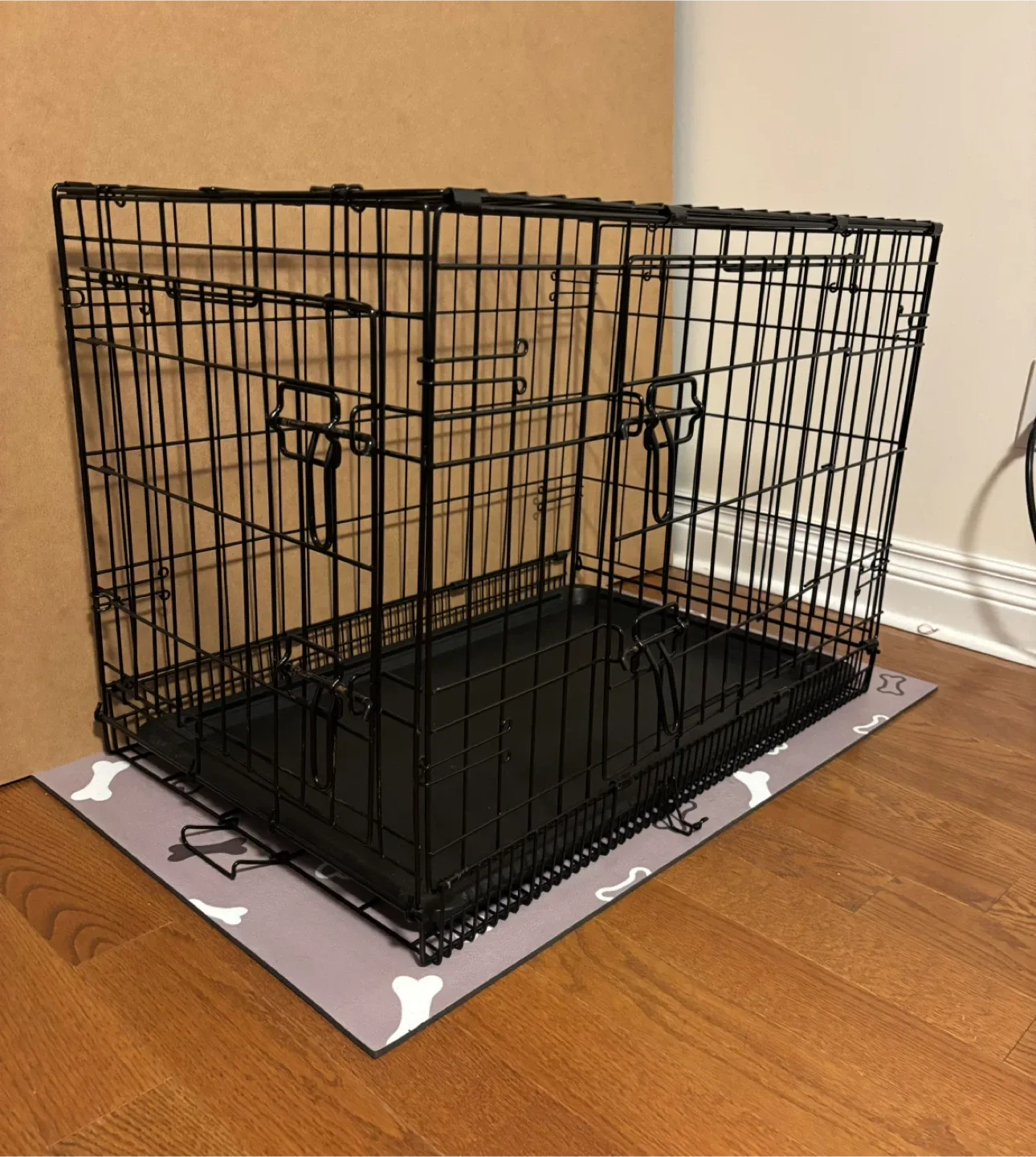 Black Wire Pet Crate with 2 doors image indicator(2)