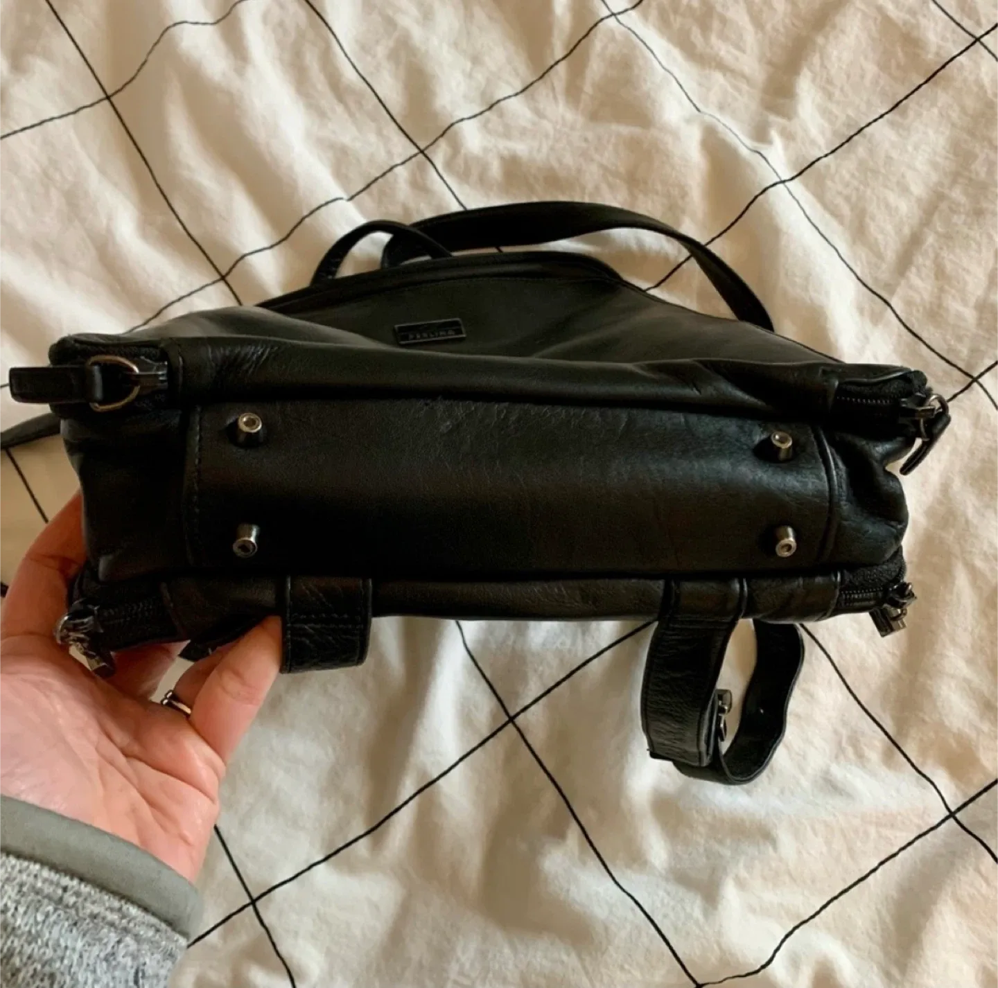 Perlina Black Leather Backpack #cleanout image indicator(2)