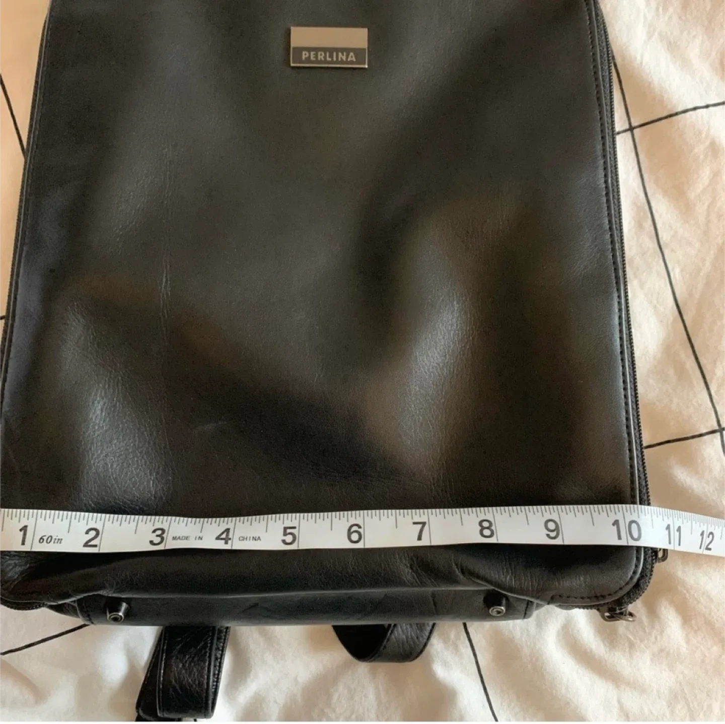 Perlina Black Leather Backpack #cleanout image indicator(5)