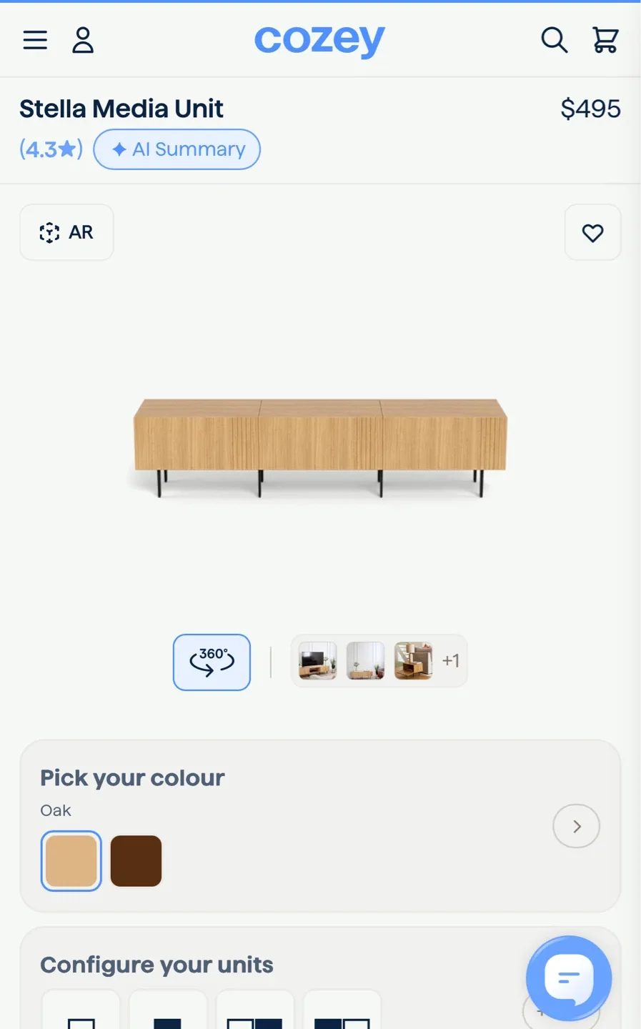 Cozey Stella Media Unit - Oak Style (3pcs)