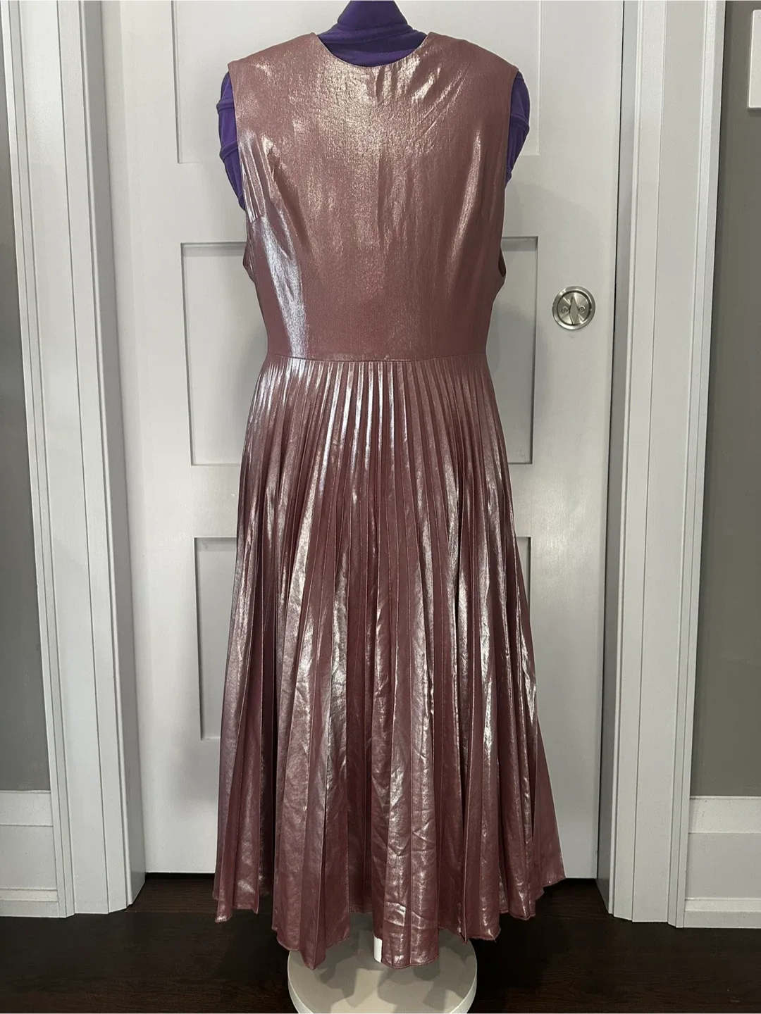 Topshop Pleated Metallic Dress