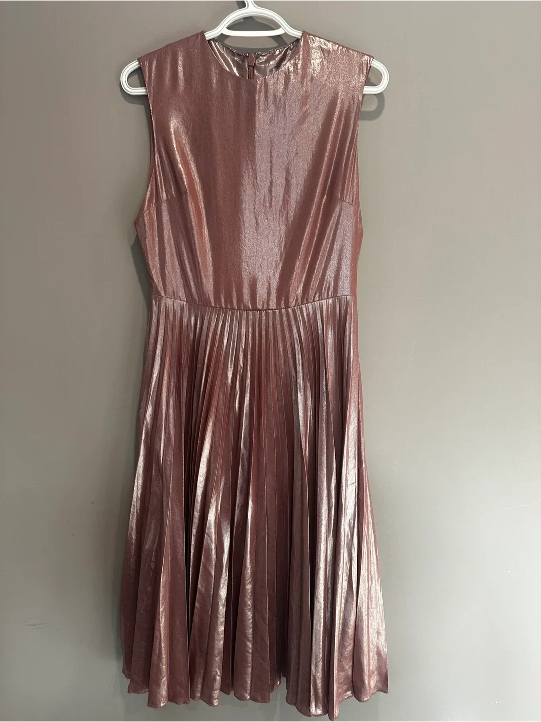 Topshop Pleated Metallic Dress image indicator(4)