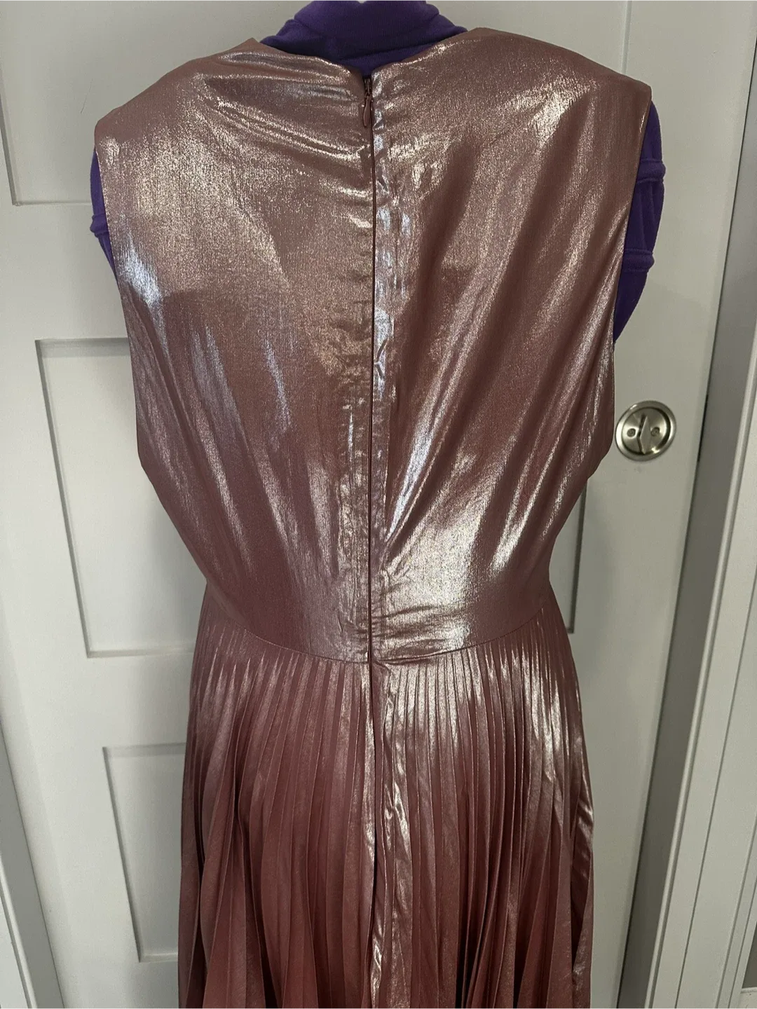 Topshop Pleated Metallic Dress image indicator(2)