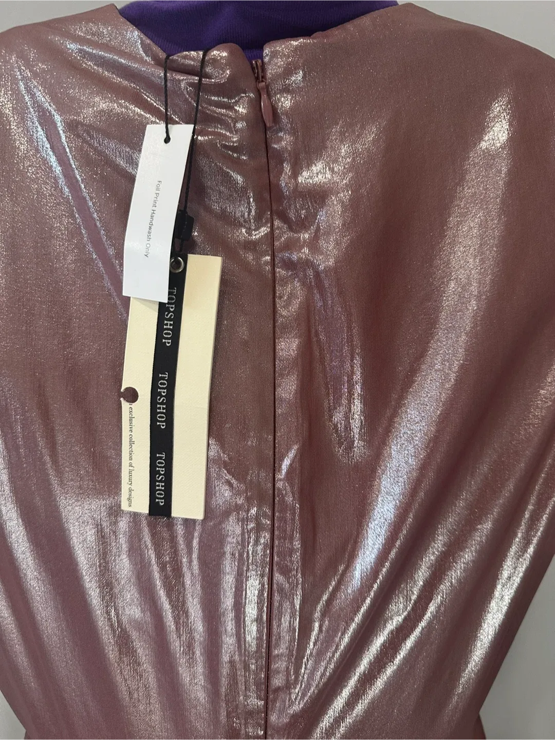 Topshop Pleated Metallic Dress image indicator(3)