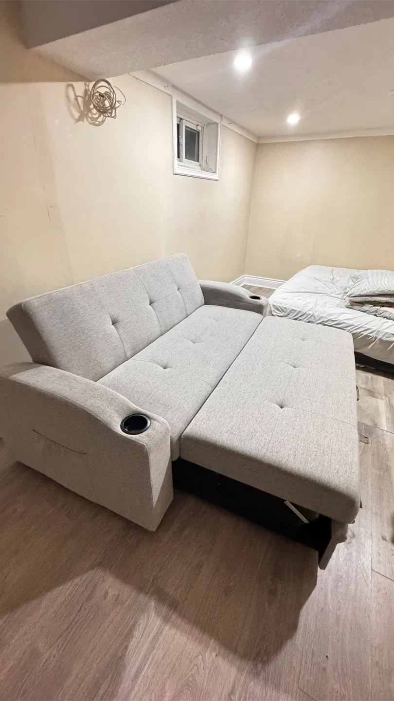 Convertible Futon Sofa Bed - Light Grey image indicator(2)