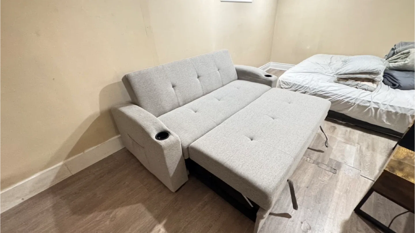 Convertible Futon Sofa Bed - Light Grey image indicator(7)