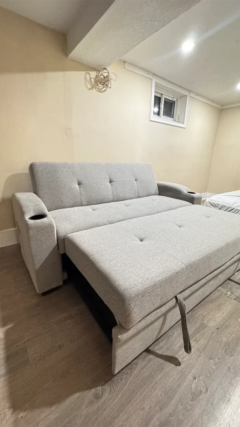 Convertible Futon Sofa Bed - Light Grey image indicator(8)