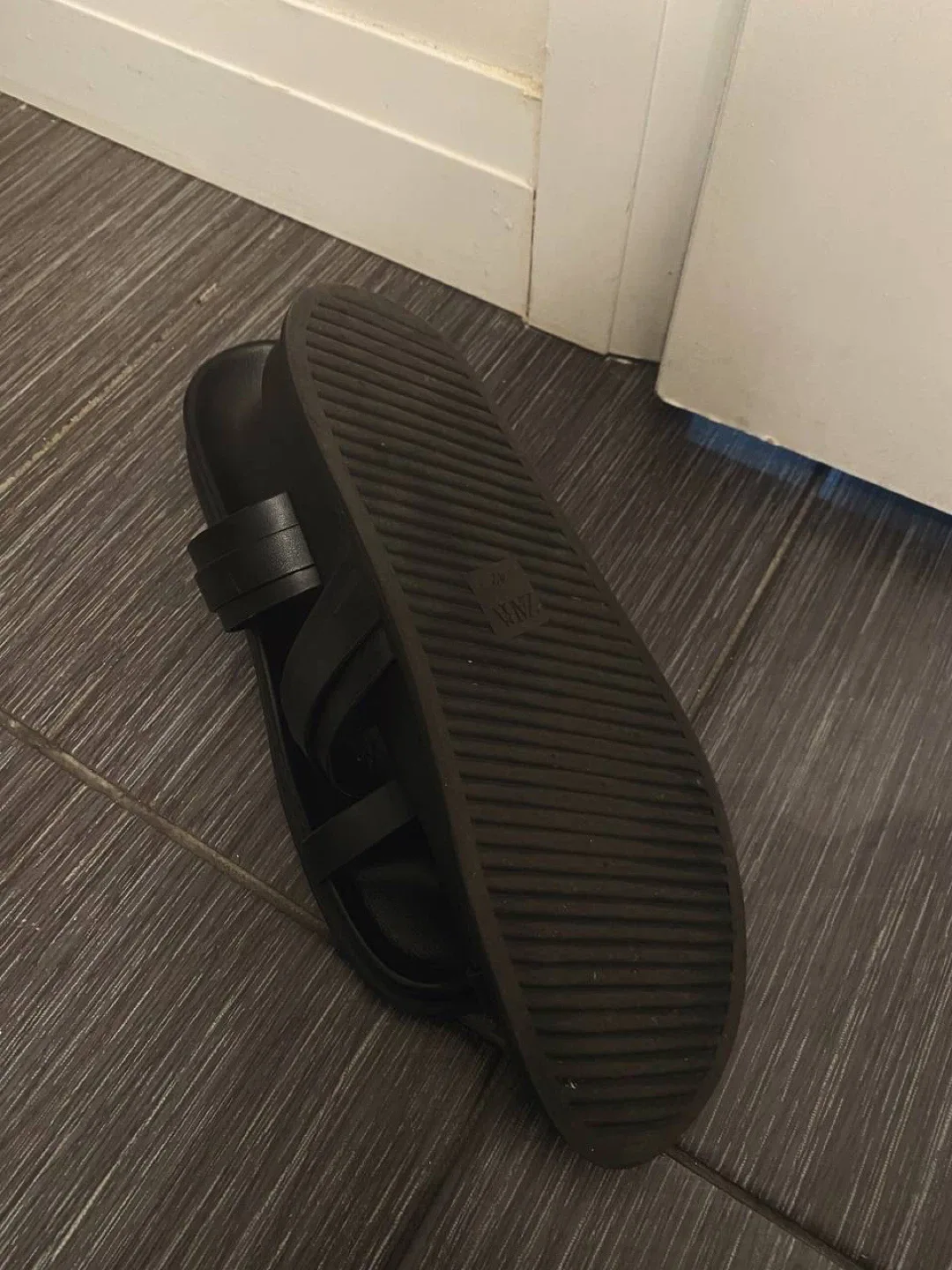 Zara Black Leather Buckle Sandals - Size 11 image indicator(4)