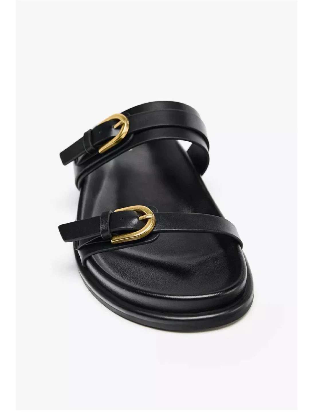 Zara Black Leather Buckle Sandals - Size 11 image indicator(5)