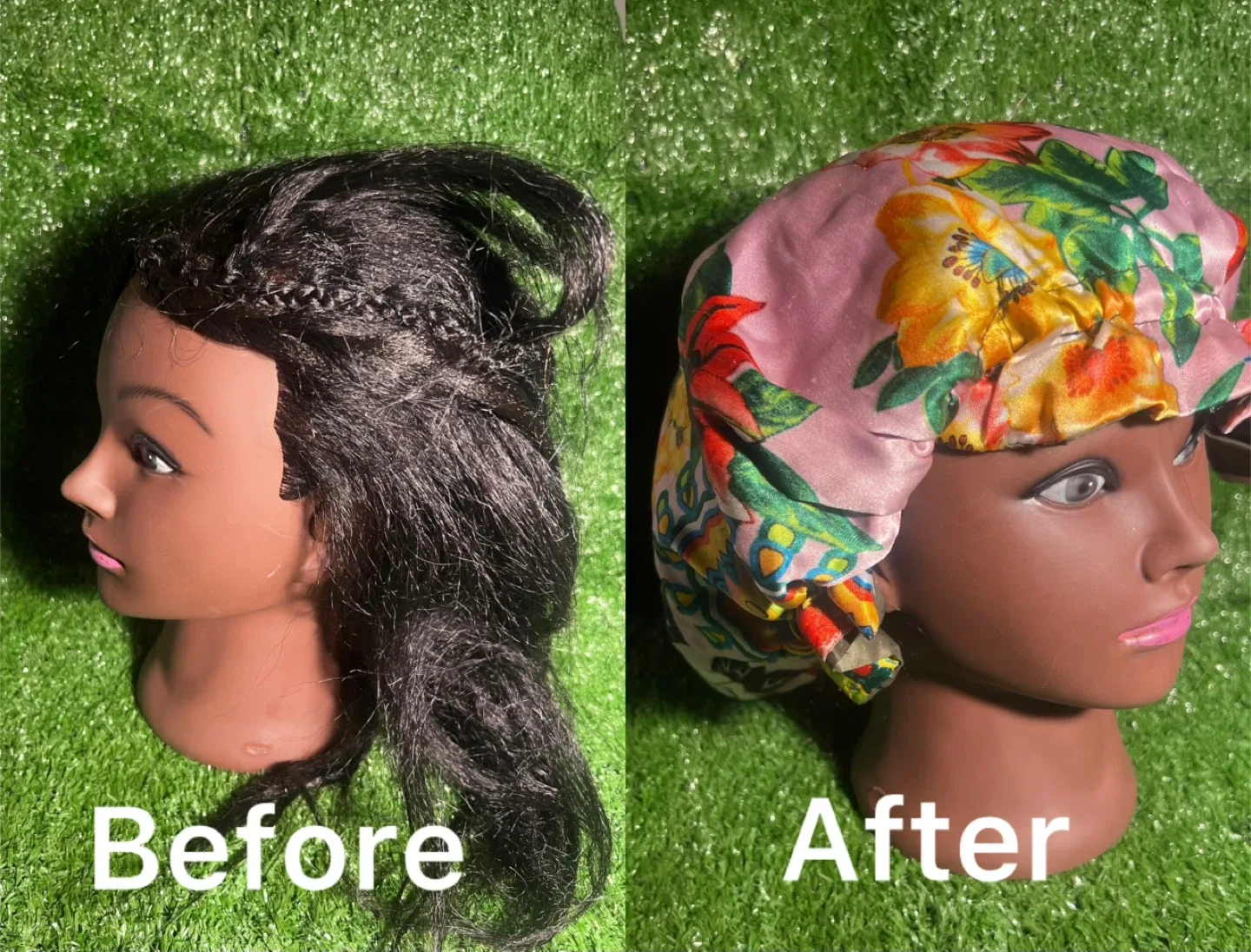 Floral Print Satin Bonnet