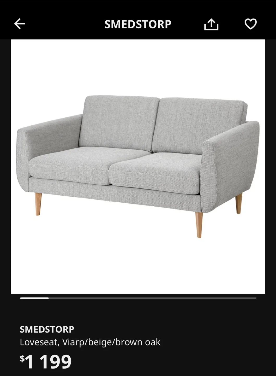 SMEDSTORP Loveseat - Viarp Beige/Brown Oak