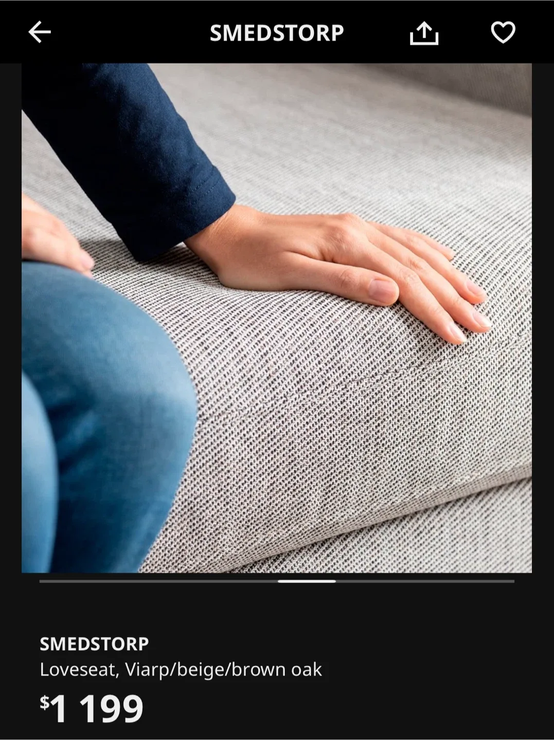 SMEDSTORP Loveseat - Viarp Beige/Brown Oak image indicator(3)