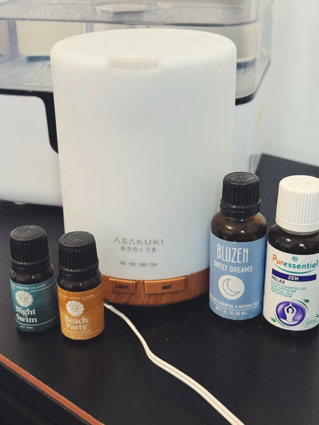 ASAKUKI Essential Oil Diffuser + 4 Essential Oils