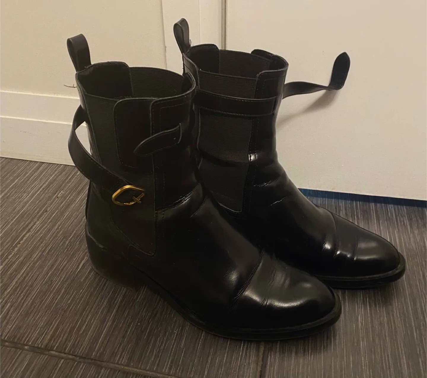 Zara Black Heeled Chelsea Boots - size 10