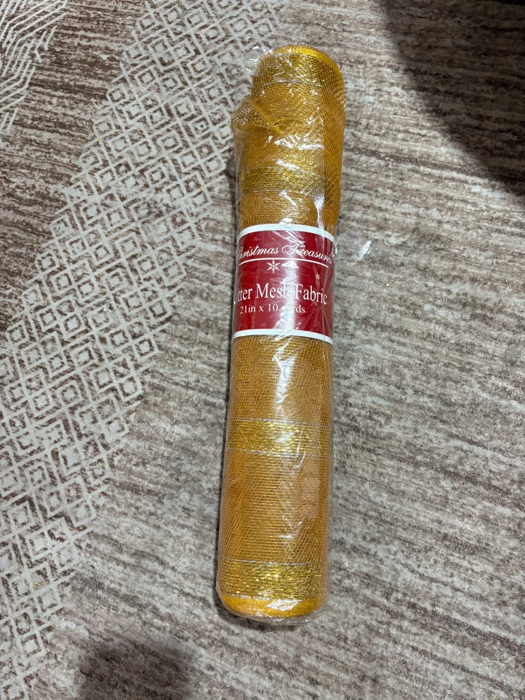 Christmas Treasures Glitter Mesh Fabric - Red & Gold image indicator(2)