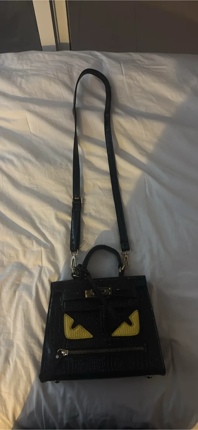 Fendi Peekaboo Inspired Black Croc Handbag