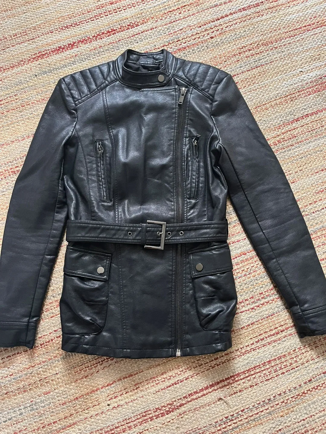 Zara Basic Black Leather Jacket - XS