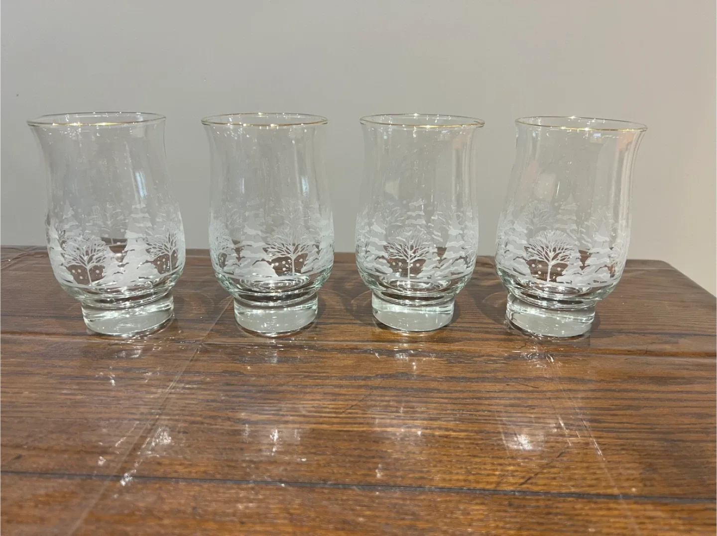 Set of 4 Etched Glass Tumblers