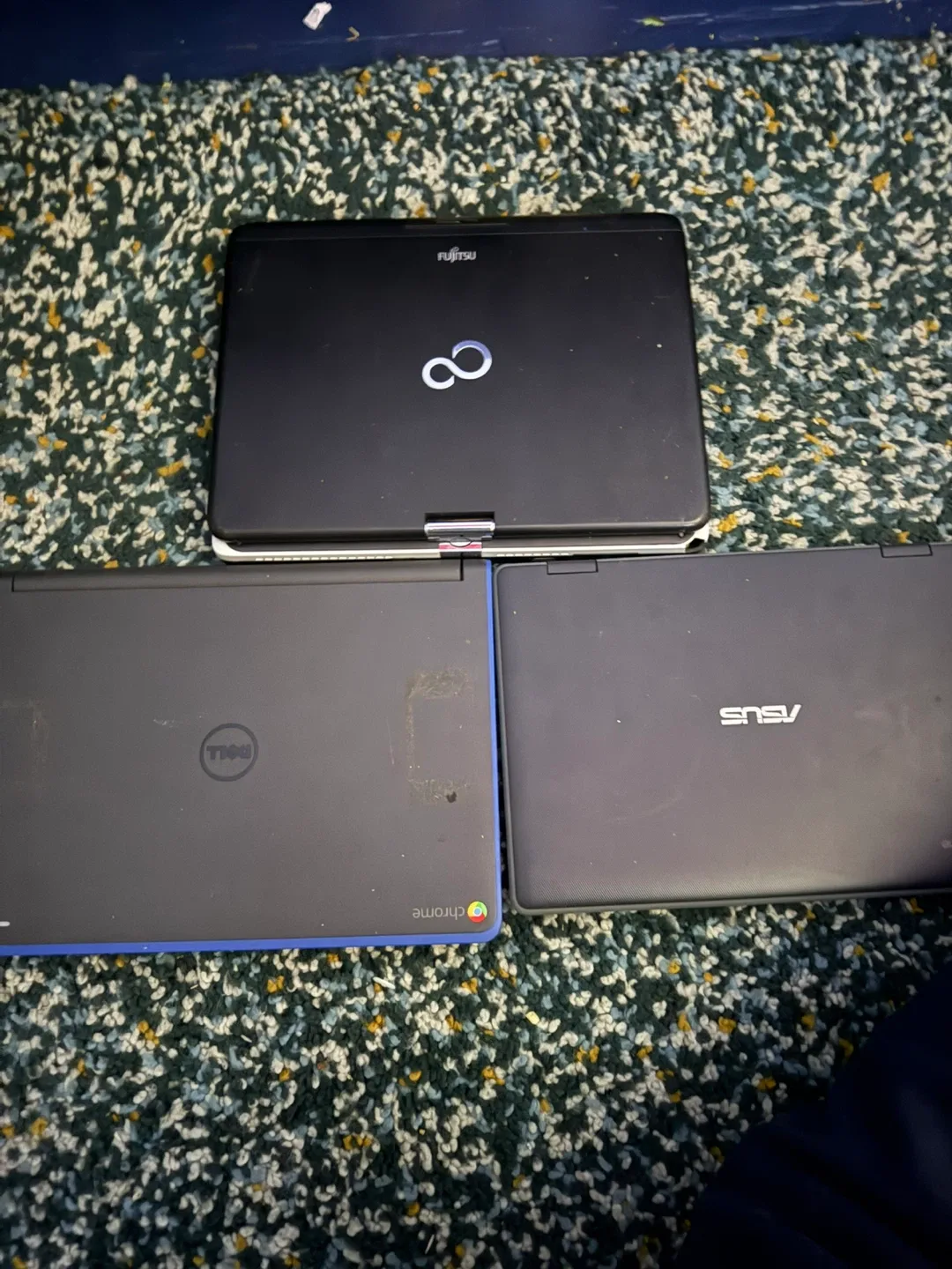 Fujitsu apple type , Dell chrome, and Asus chrome Laptops