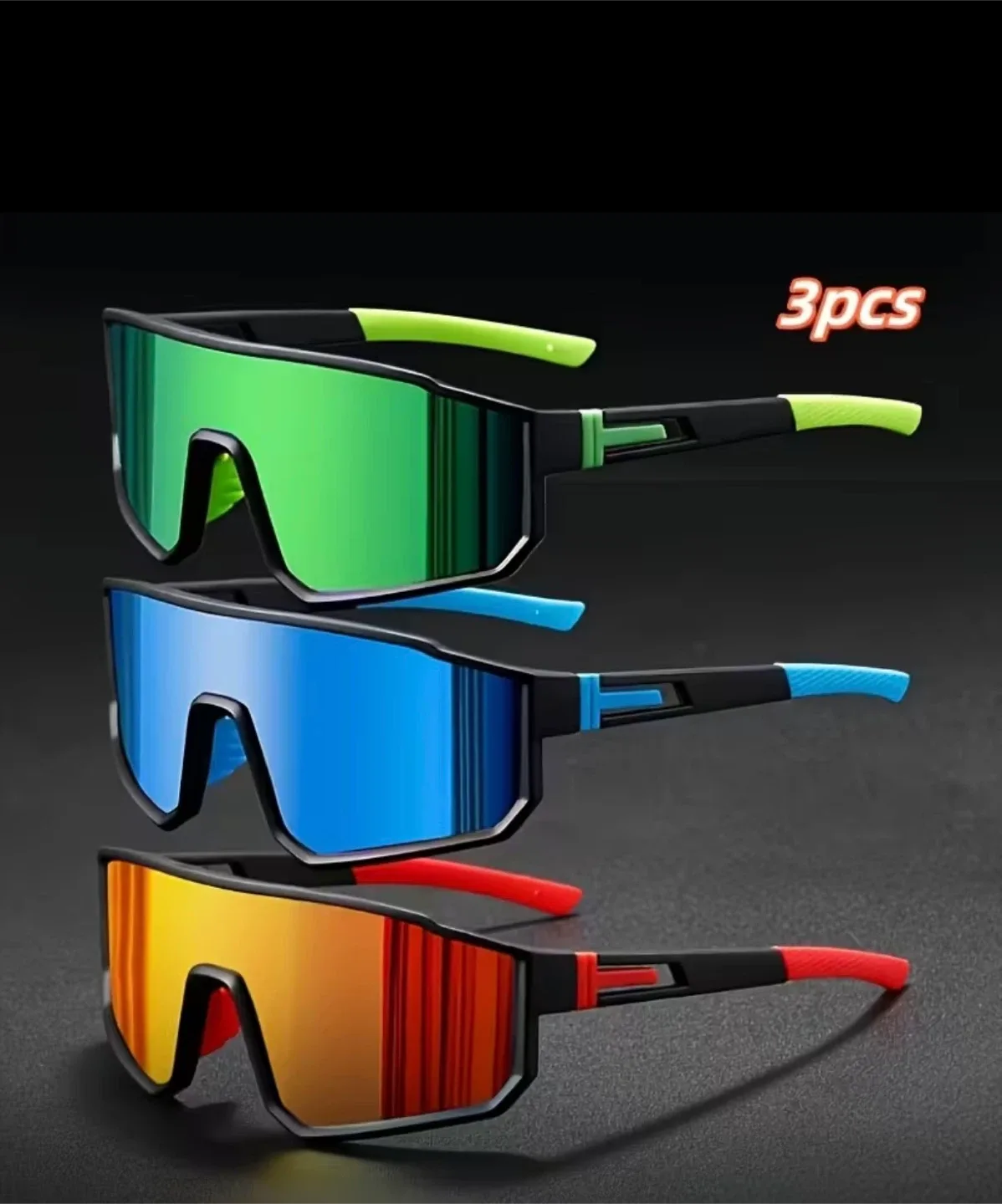 3pcs Casual PC Polycarbonate Mirrored Glasses