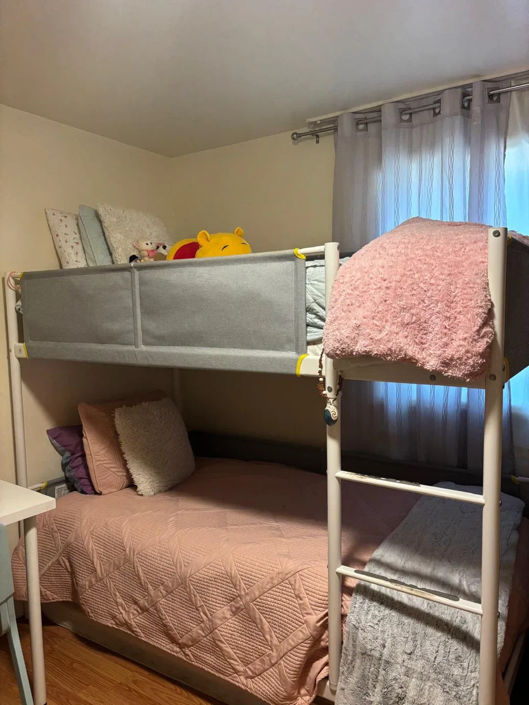 Twin Size Bunk Bed - White Frame