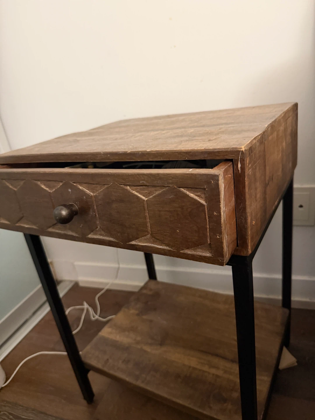 Wood and Metal Side Table/nighstand - photo 2