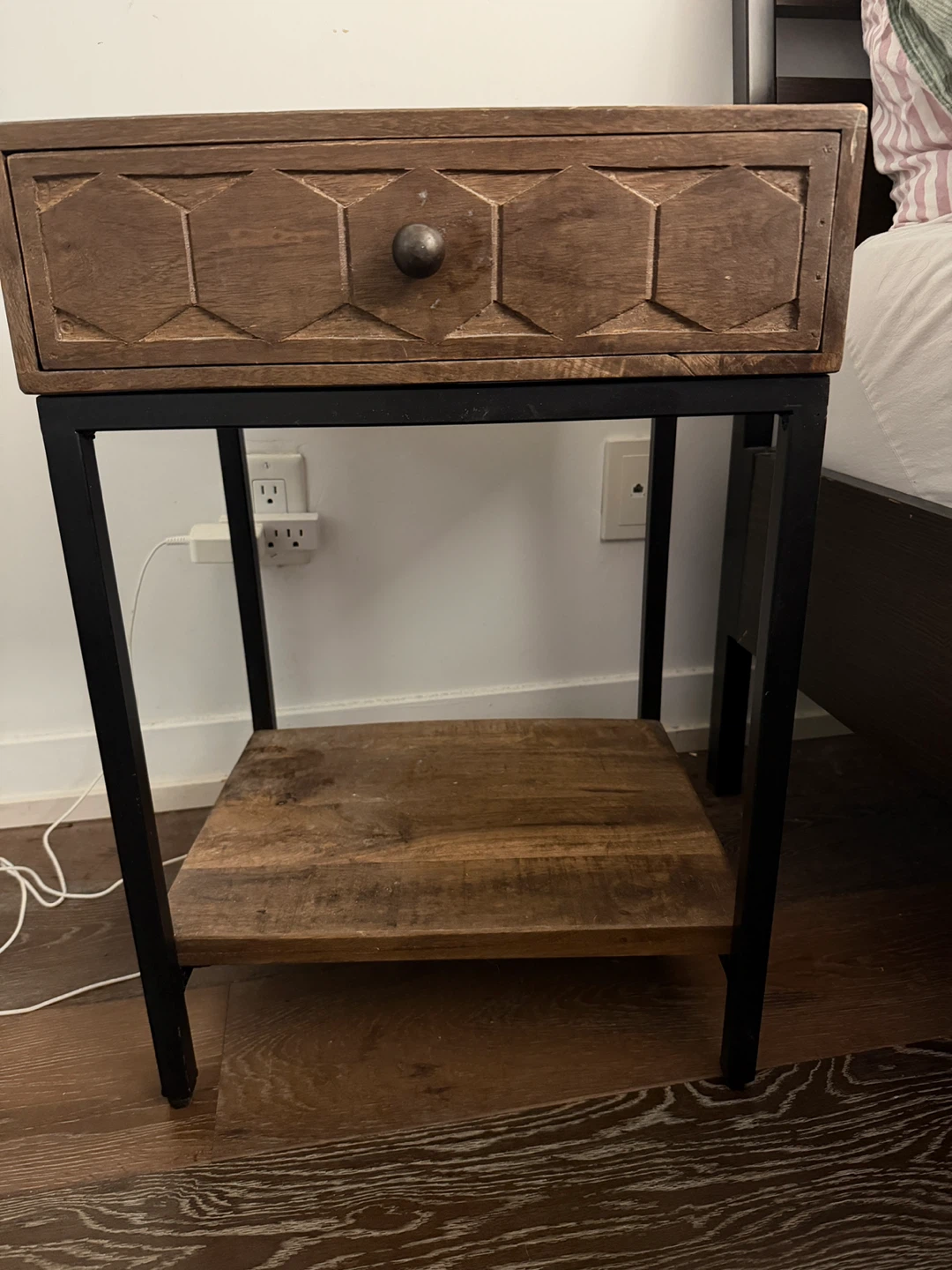 Wood and Metal Side Table/nighstand