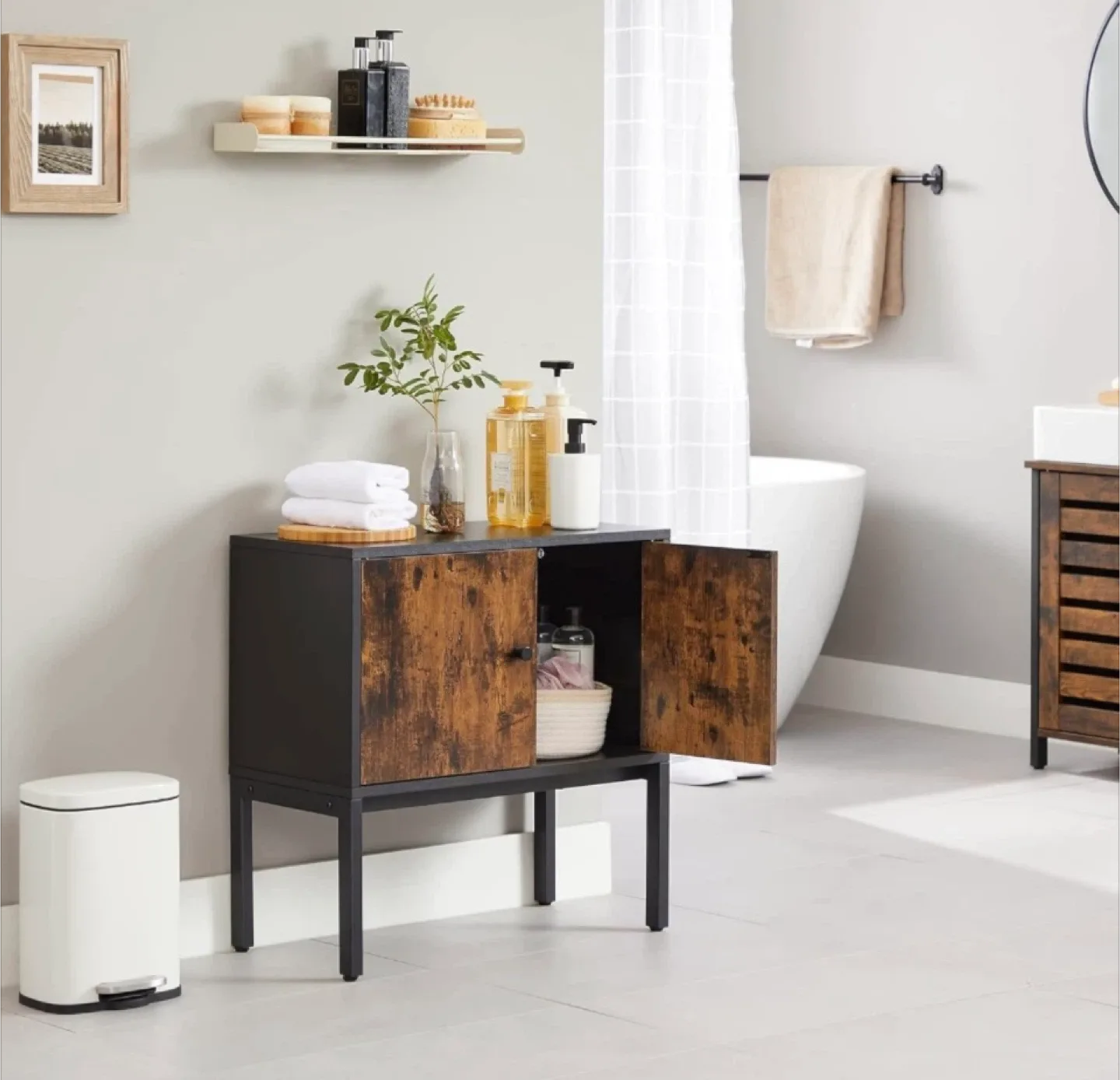 Brand new Nightstand with Cabinet Doors - Rustic Brown image indicator(4)