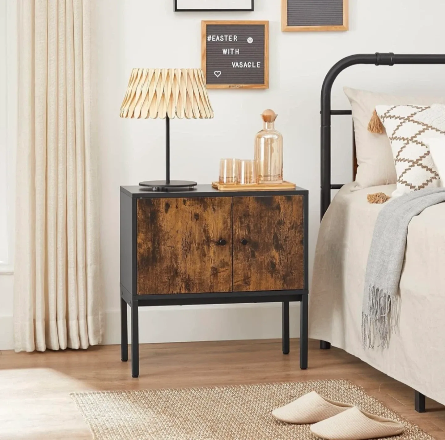 Brand new Nightstand with Cabinet Doors - Rustic Brown image indicator(2)