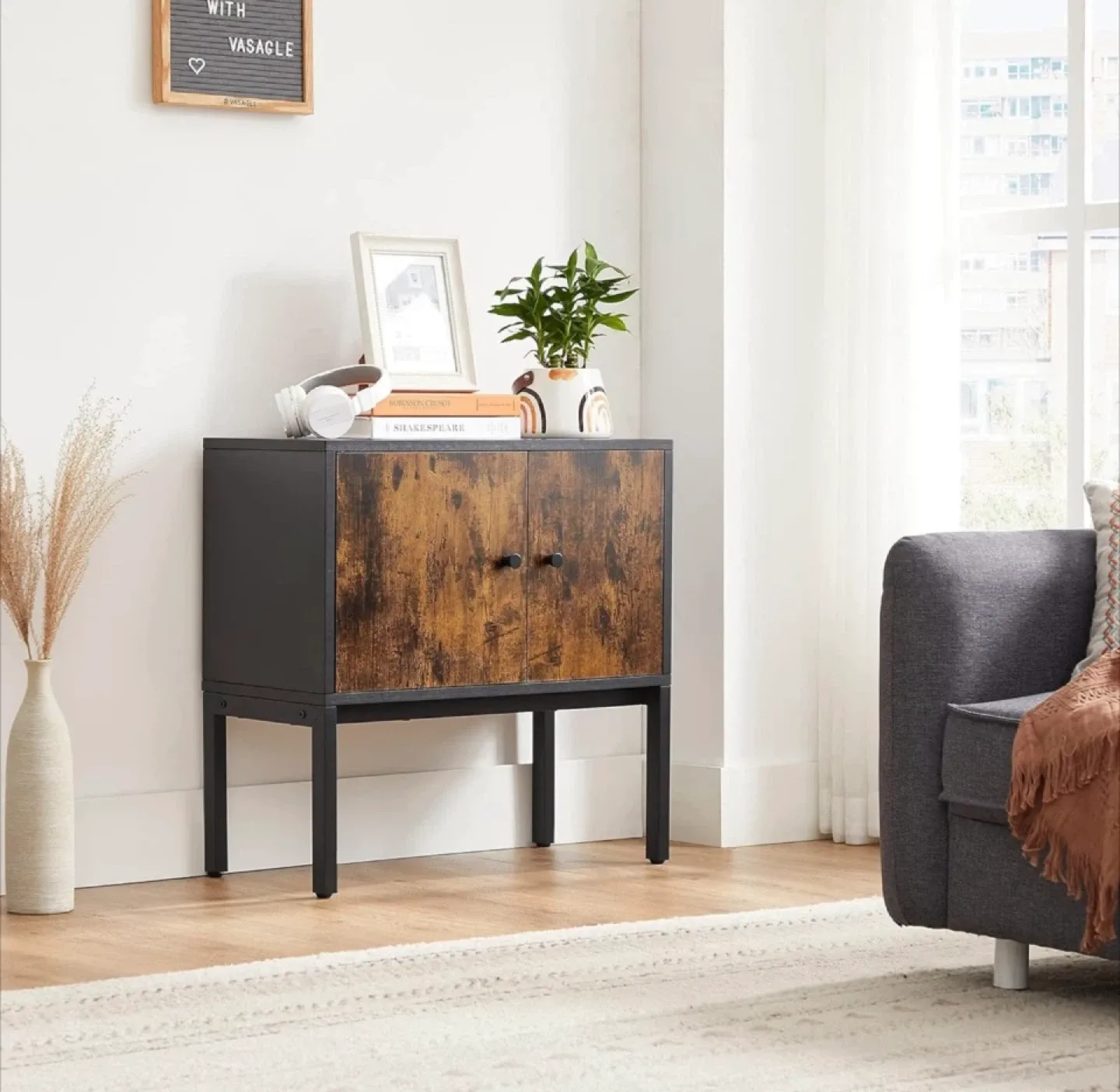 Brand new Nightstand with Cabinet Doors - Rustic Brown image indicator(5)