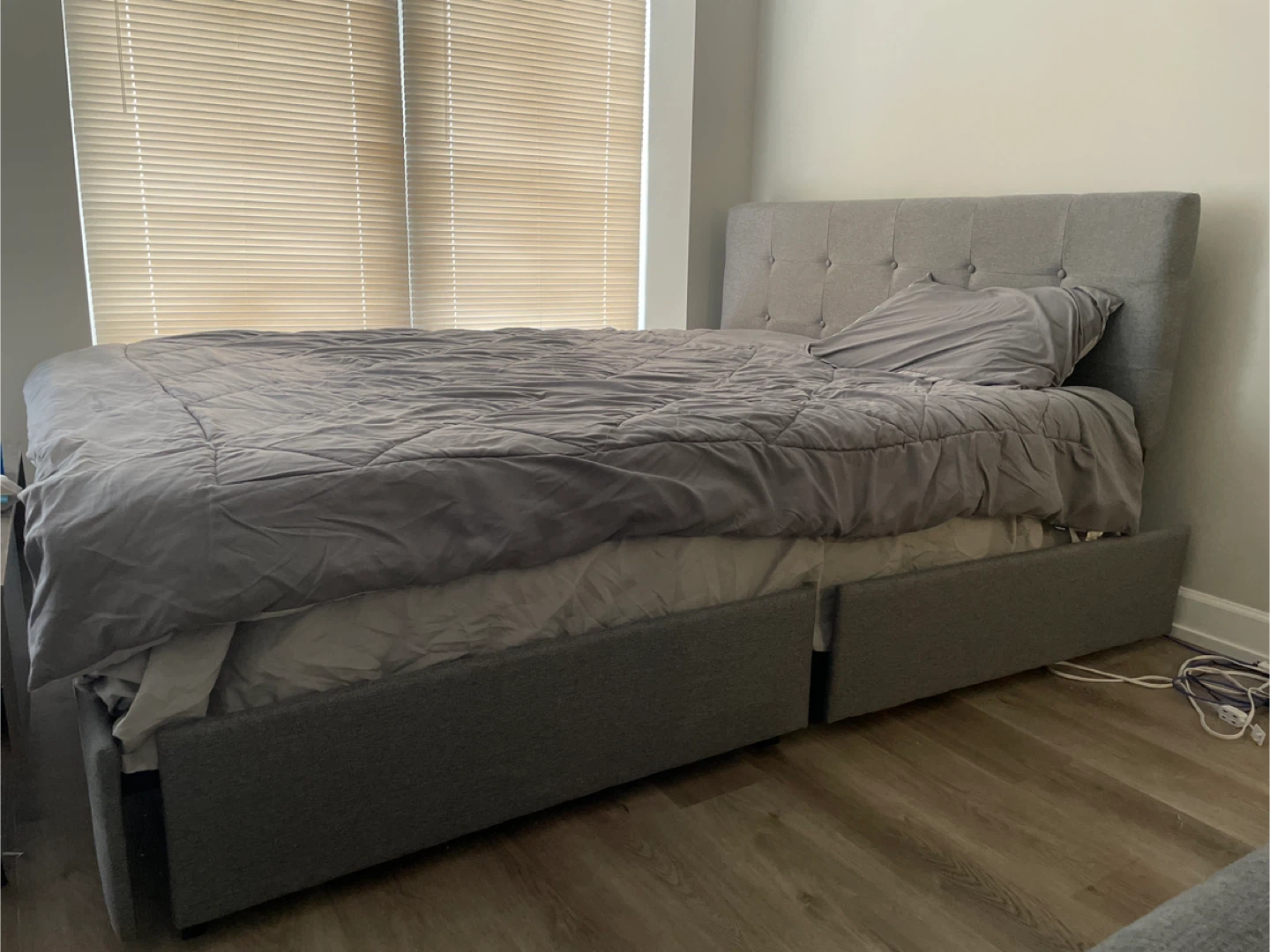 Queen size Gray Upholstered Storage Bed Frame