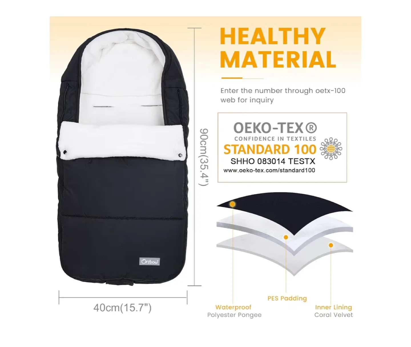 BNIB- Orzbow Universal Stroller Footmuff - Black image indicator(4)