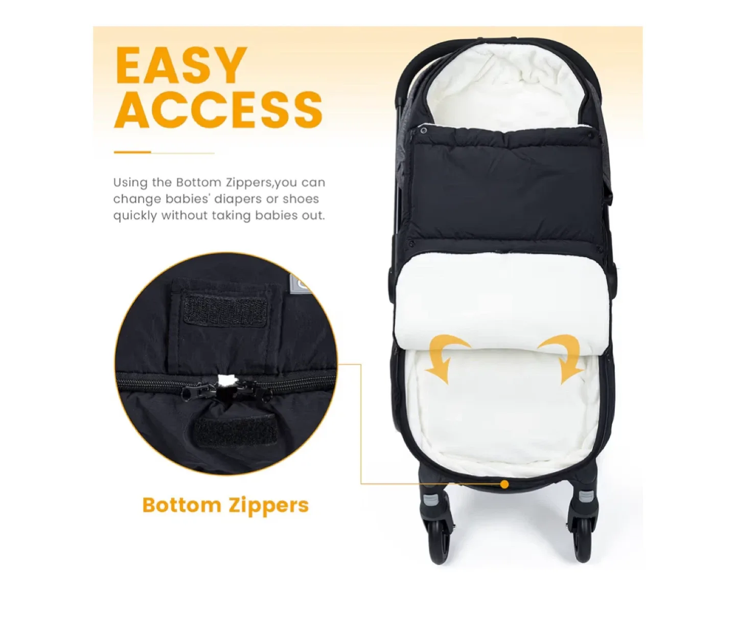 BNIB- Orzbow Universal Stroller Footmuff - Black image indicator(2)