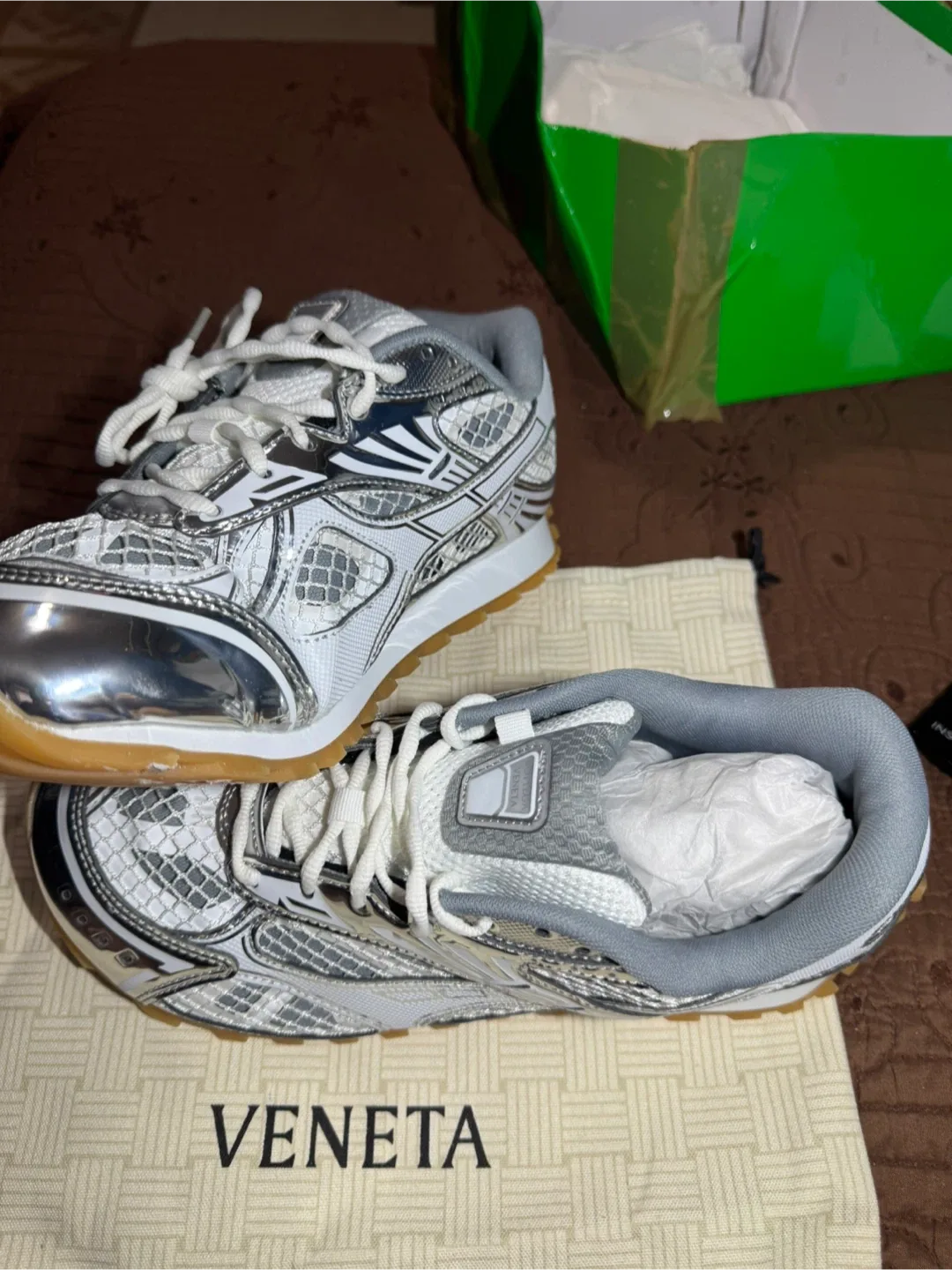 Bottega Veneta Orbit Sneaker Silver V2X40 Size 45