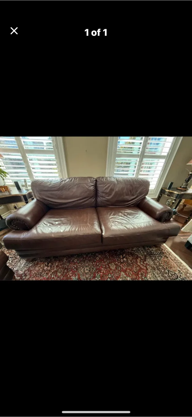 Brown Leather Loveseat and a 3 seater