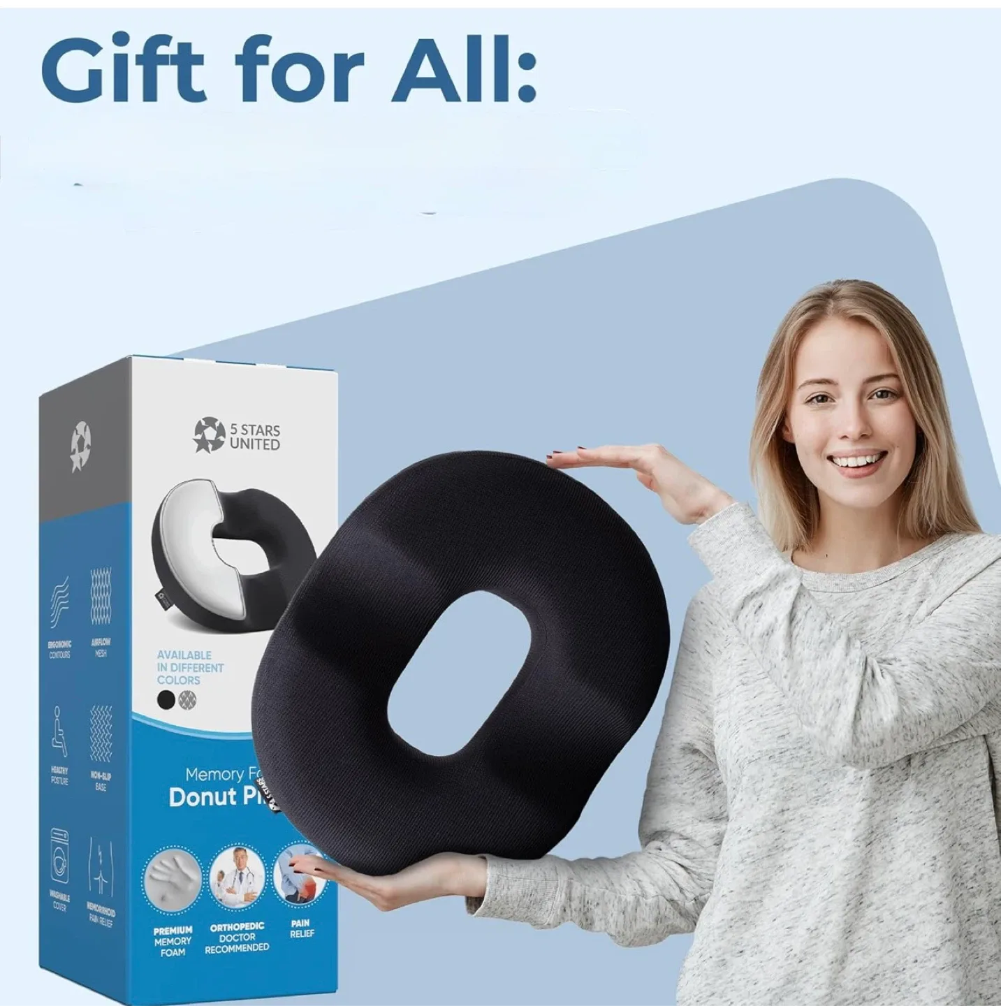 5 Stars United Donut Pillow - NEW