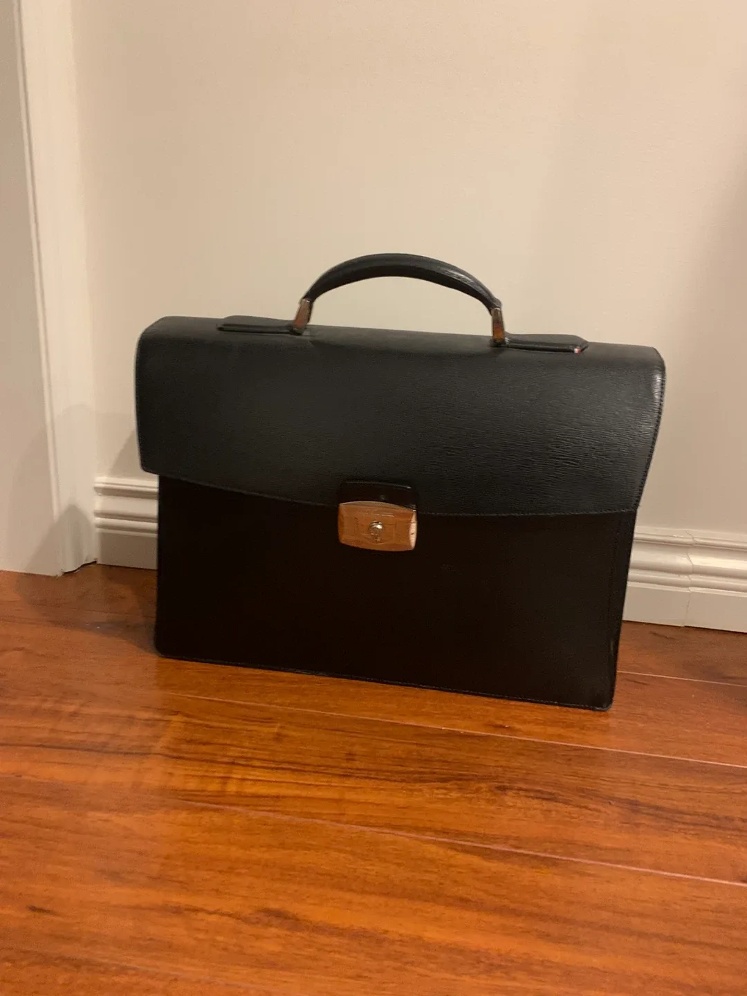 S.T. Dupont Black Leather Briefcase