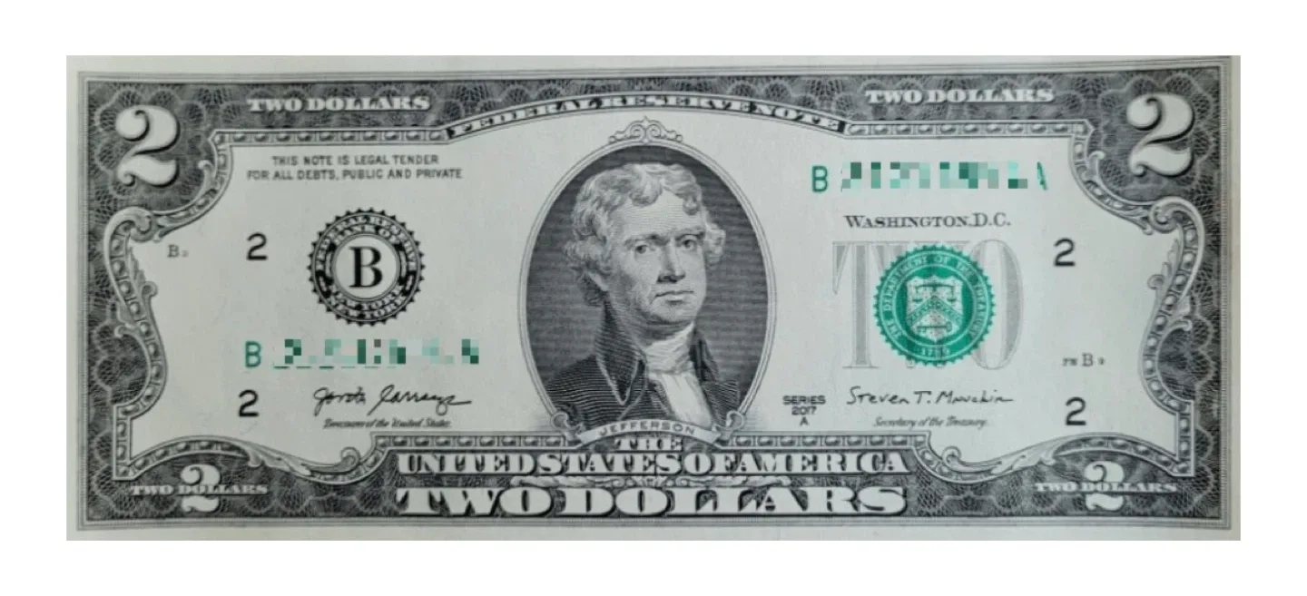 Two Dollar Bill  $2 usa dollar