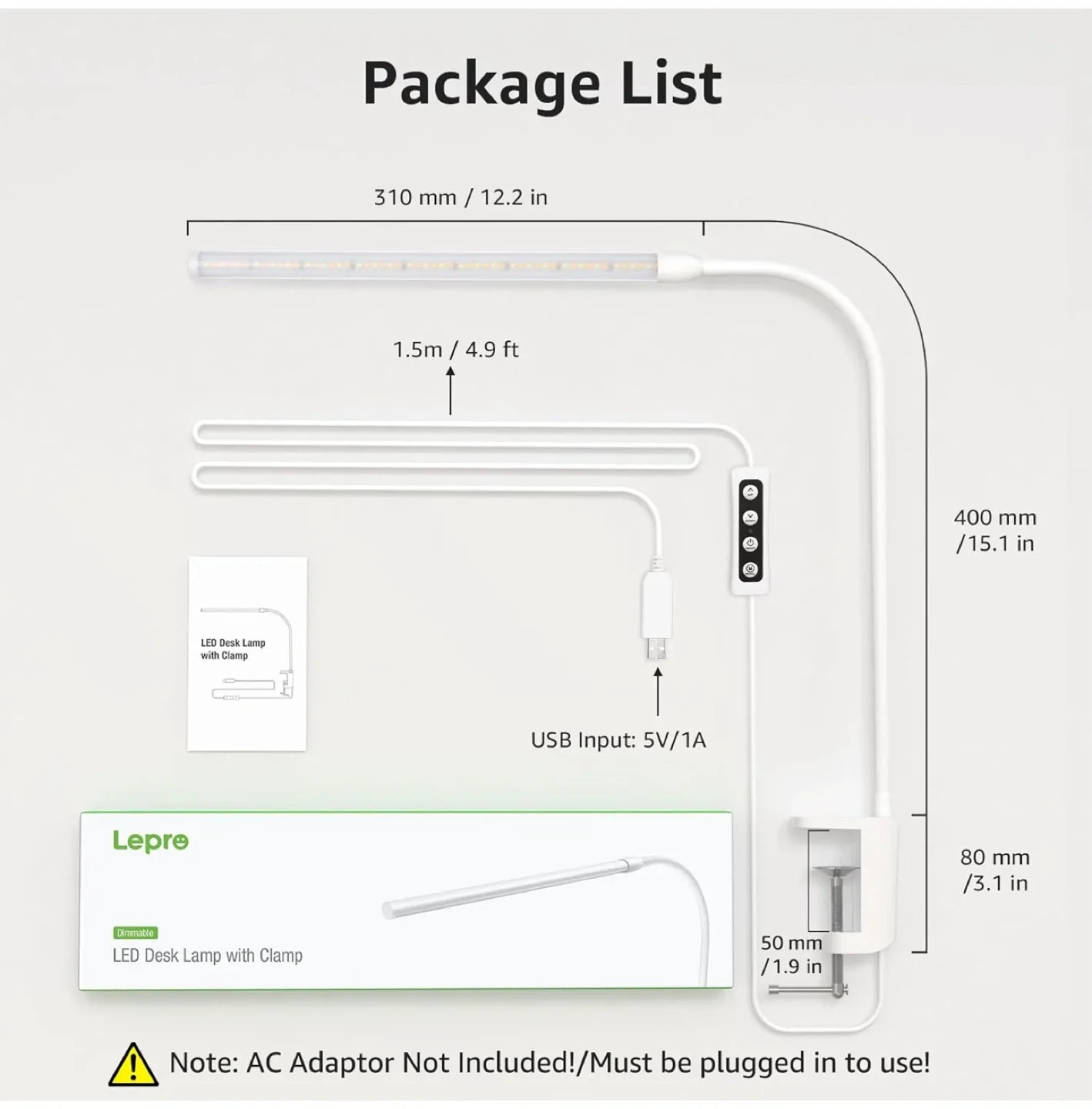 Lepro LED Desk Lamp with Clamp image indicator(2)