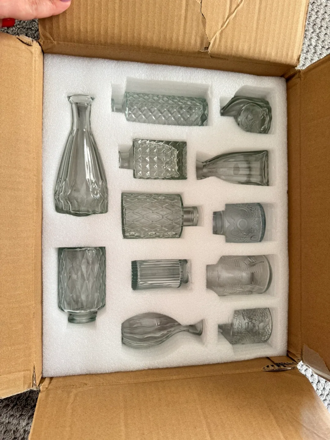 Set of 12 Small Glass Bud Vases