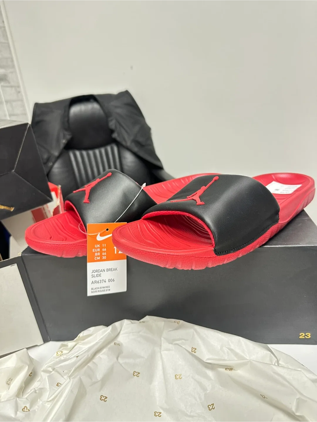 Jordan Break Slide - Size 12 - Black/Gym Red
