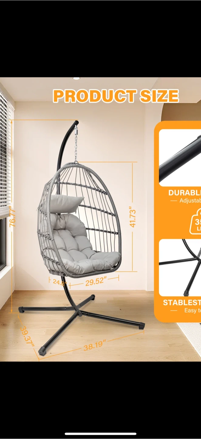 Hanging Egg Chair w/ Stand - photo 2