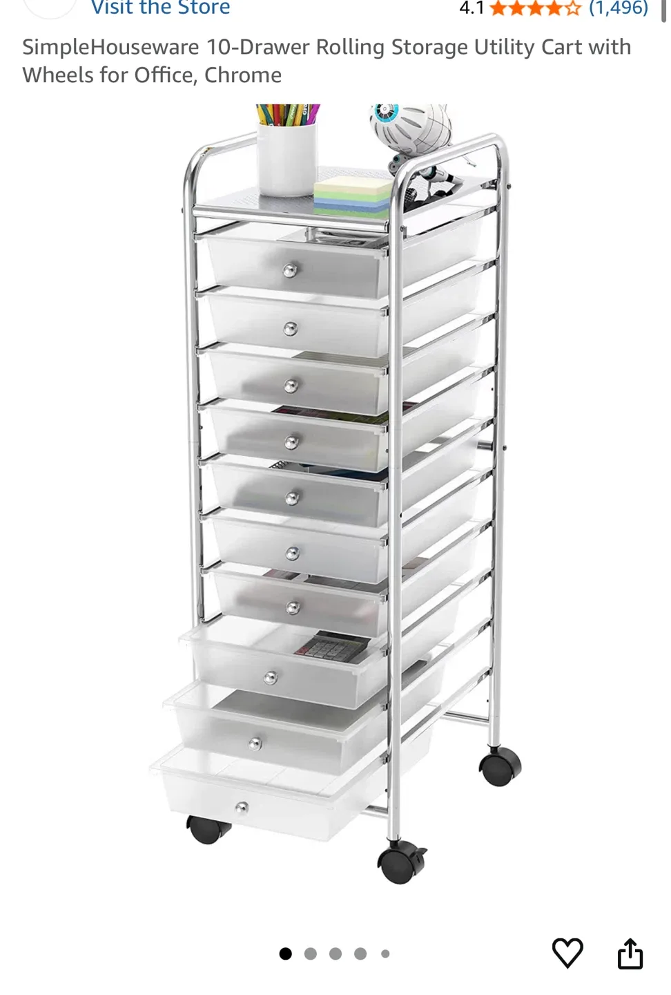 SimpleHouseware 3-Drawer Rolling Storage Cart