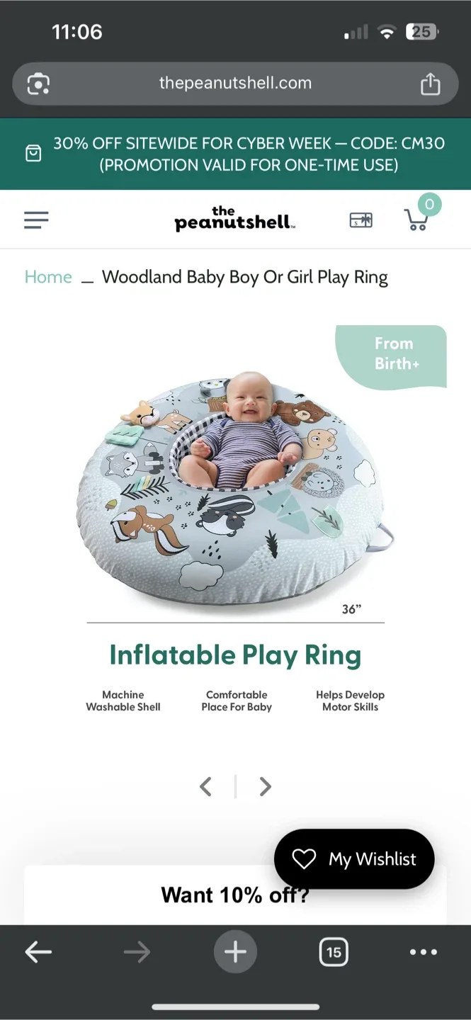 The Peanutshell Baby Inflatable Play ring Woodland image indicator(6)