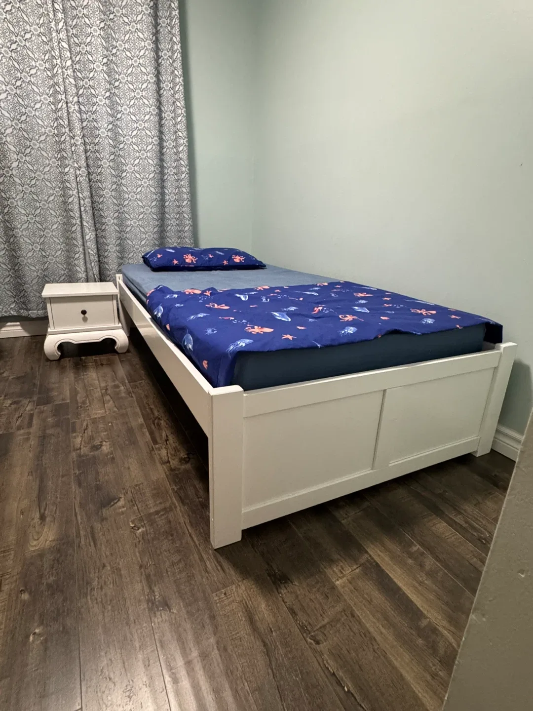 White Single Bed Frame + Nightstand image indicator(2)
