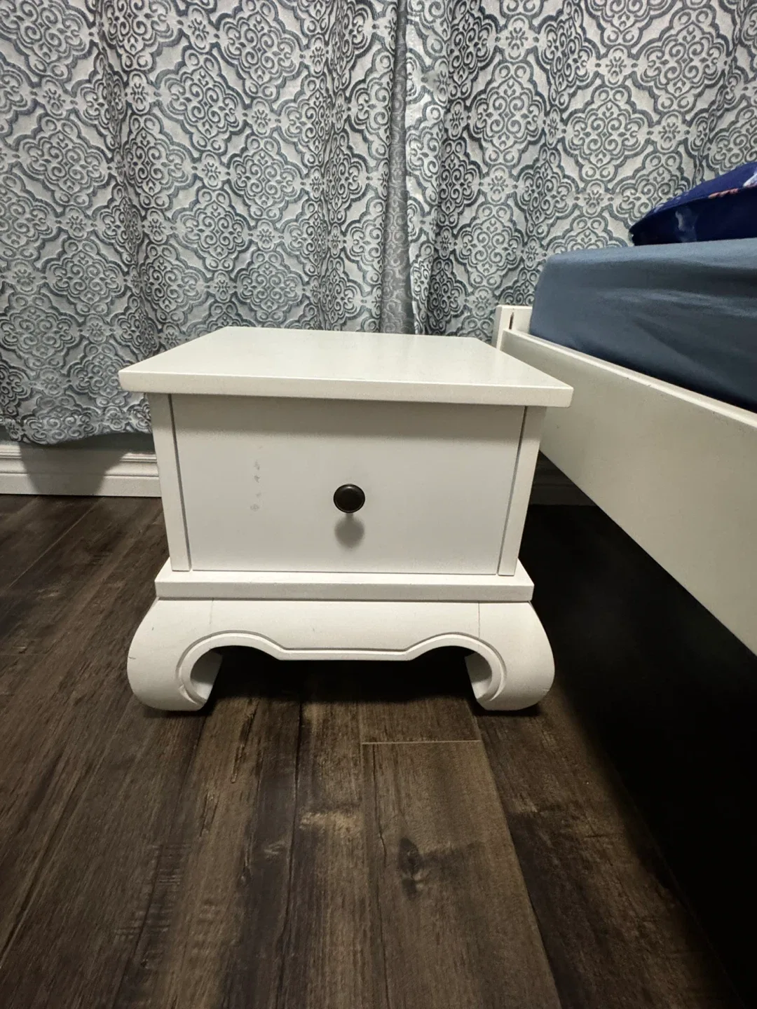 White Single Bed Frame + Nightstand