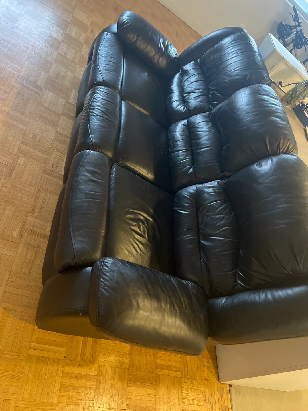 Black Leather Reclining Sofa - photo 3