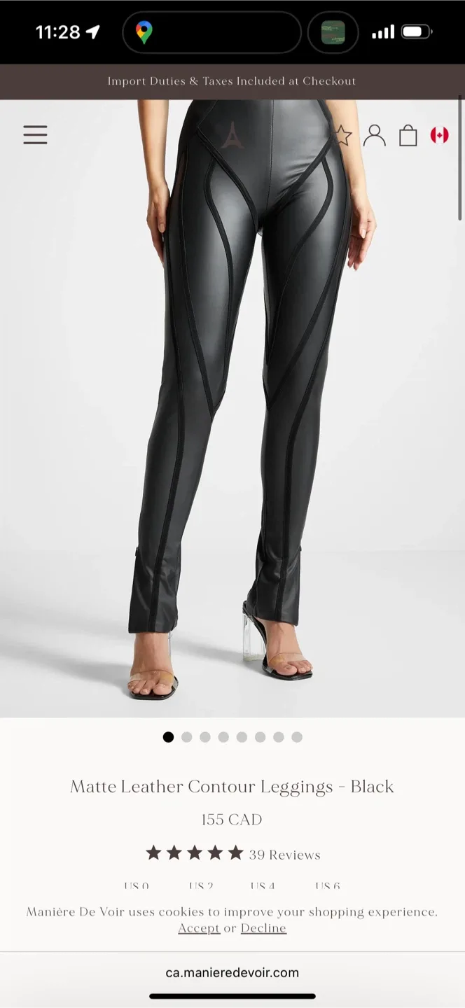 Manière De Voir Matte Leather Contour Leggings - Size 6