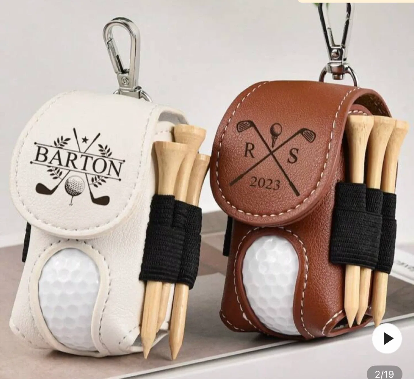 Brand New Brown Leather Golf Ball Holder