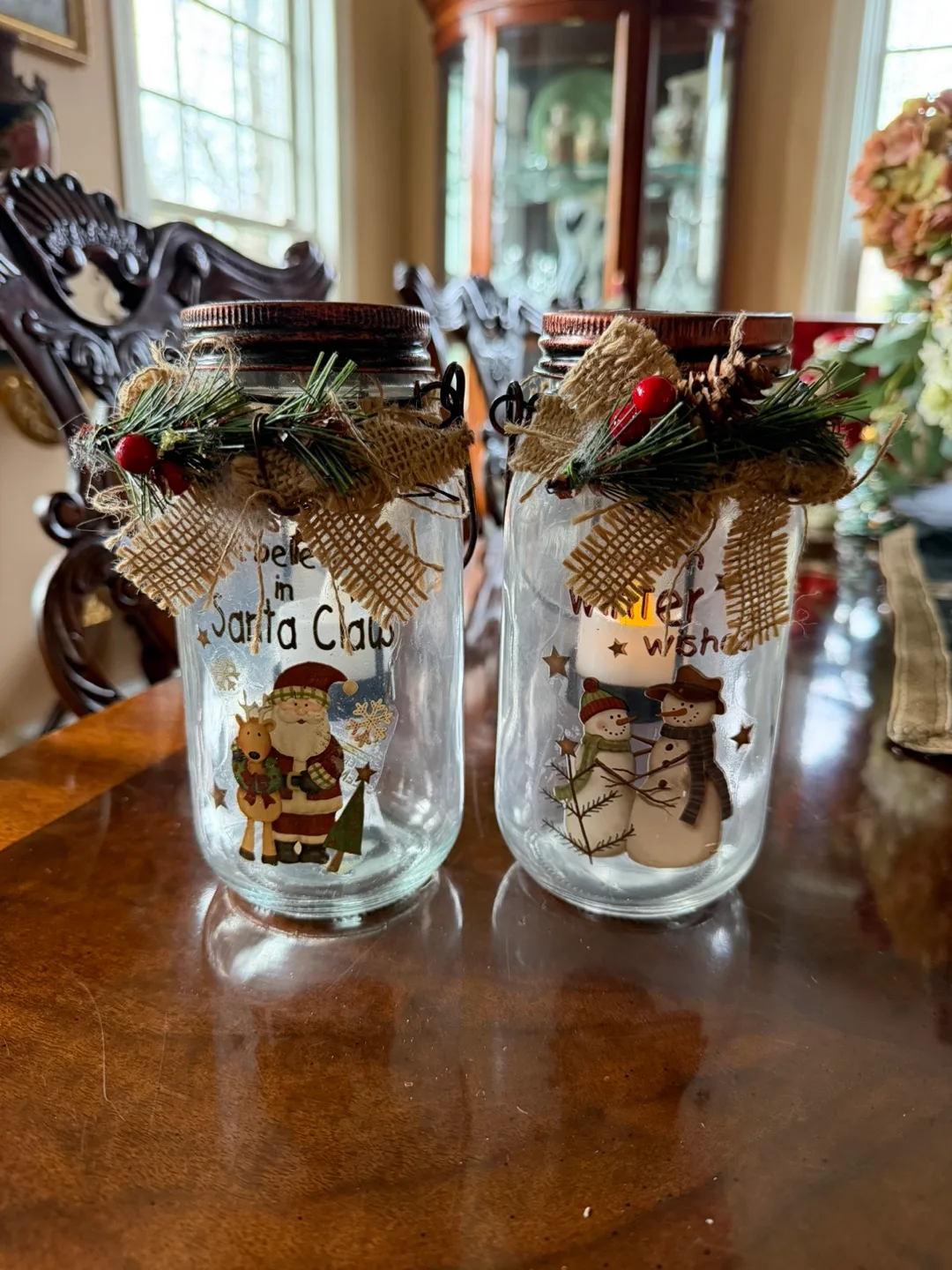 Holiday Candle Jars - Santa & Snowman